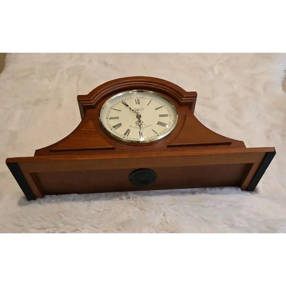 Bedford Clock Collection Cherry Wood Mantel Clock 4 Chimes Battery Quartz New